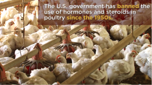 The U.S. government has banned the use of hormones and steroids in poultry since the 1950s.