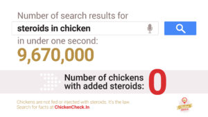There are no added steroids in chicken. It's the law.